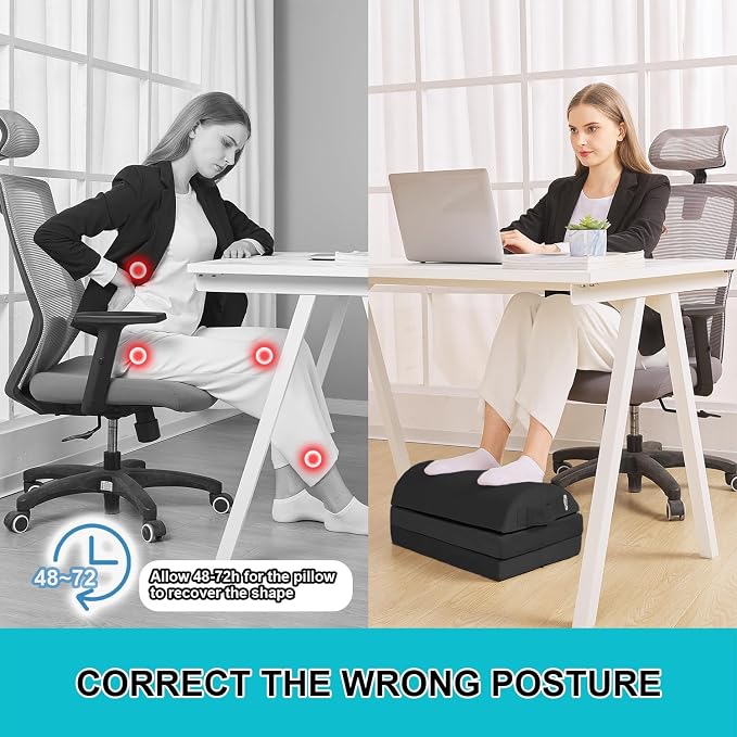 Adjustable Double-Layer Foam Footrest for Pain-Free Desk Sitting