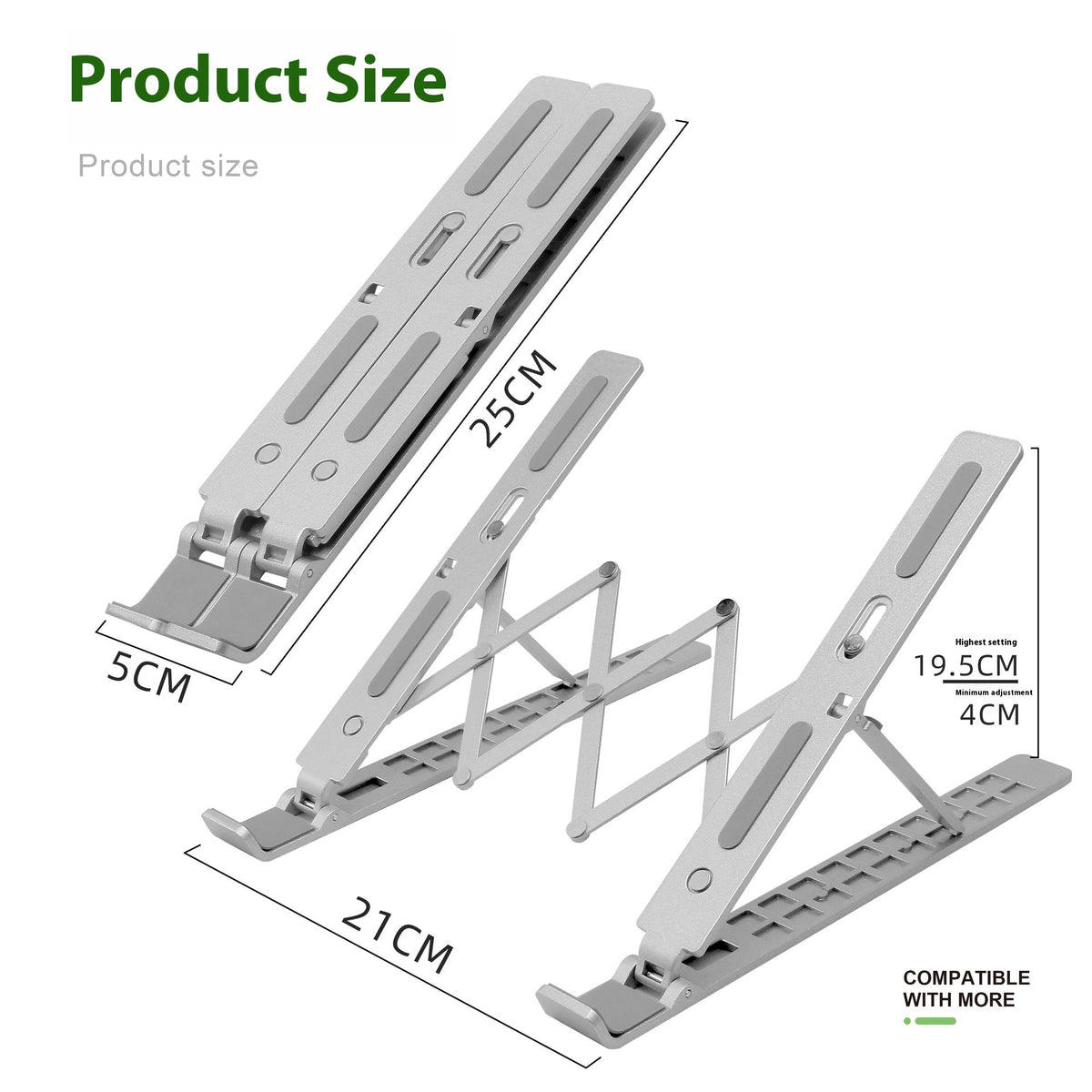 Sleek Aluminum Laptop&Tablet Cooling Stand for Pain-Free Desk Work