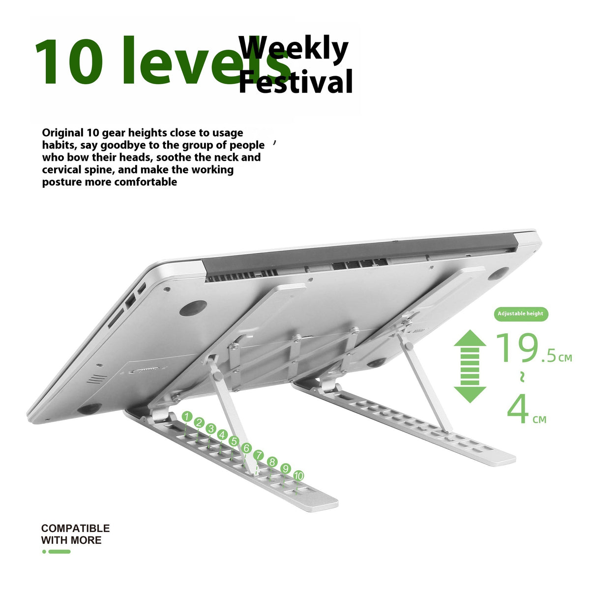 Sleek Aluminum Laptop&Tablet Cooling Stand for Pain-Free Desk Work