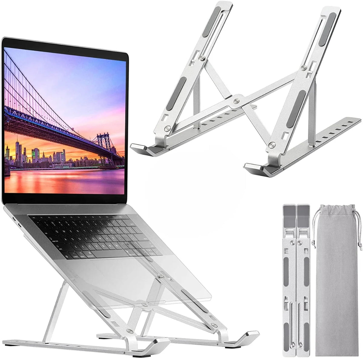 Sleek Aluminum Laptop&Tablet Cooling Stand for Pain-Free Desk Work